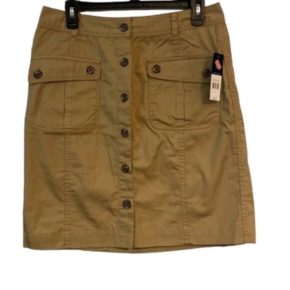 American Living Khaki Button-Front Skirt - Picture 1 of 9